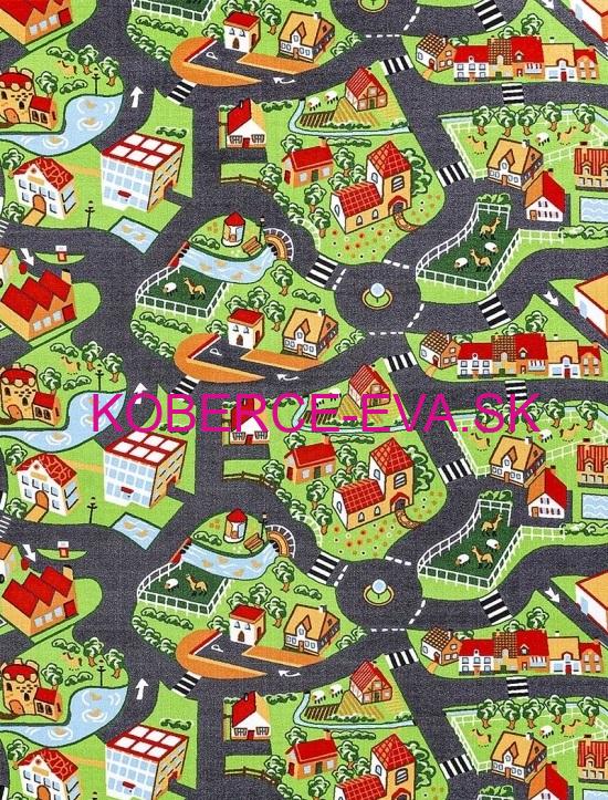 Metrážový detský koberec Crazy village