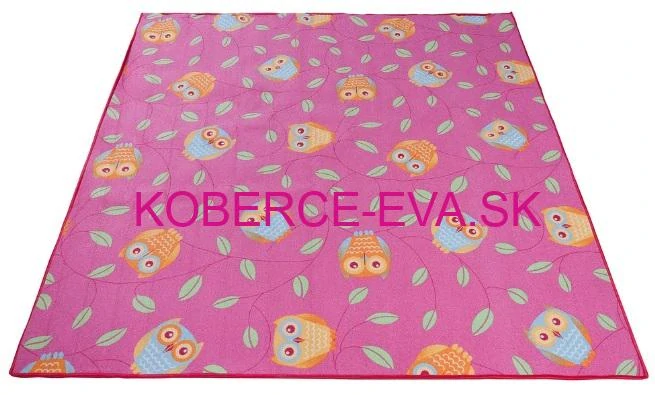 Detský koberec Happy owl - Sovy ružový