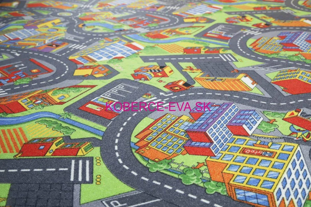 Metrážový detský koberec Road City 97