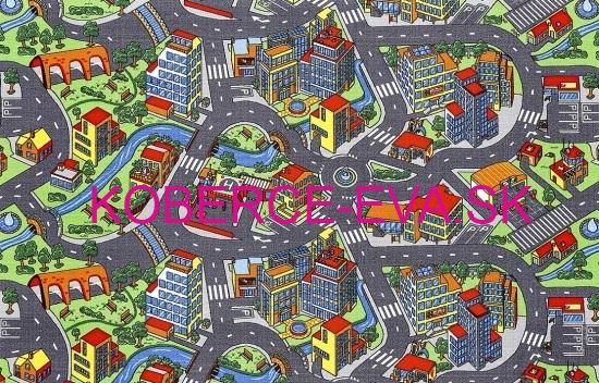 Metrážový detský koberec Clever town