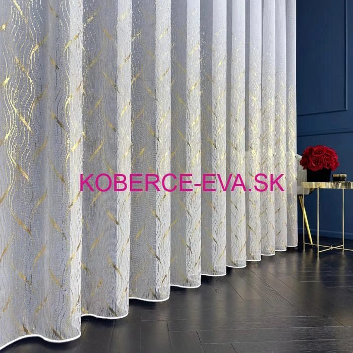 Záclona 89501 biela s potlačou výška 300cm 