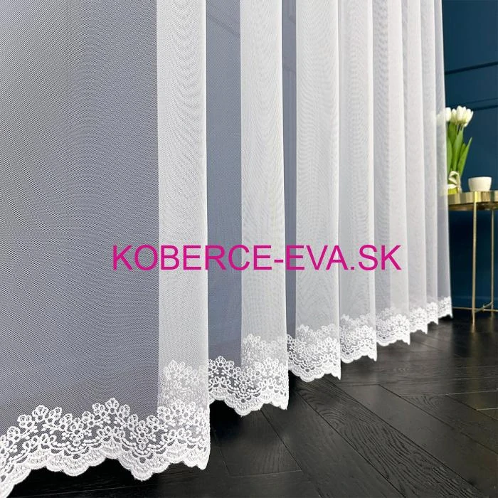 Záclona 122537 biela s výšivkou výška 290cm 