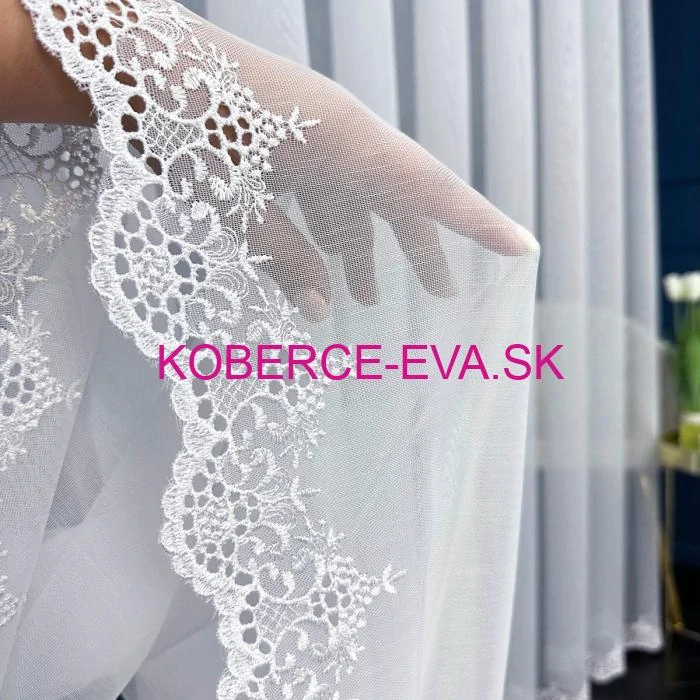 Záclona 120996 biela s výšivkou výška 300cm 