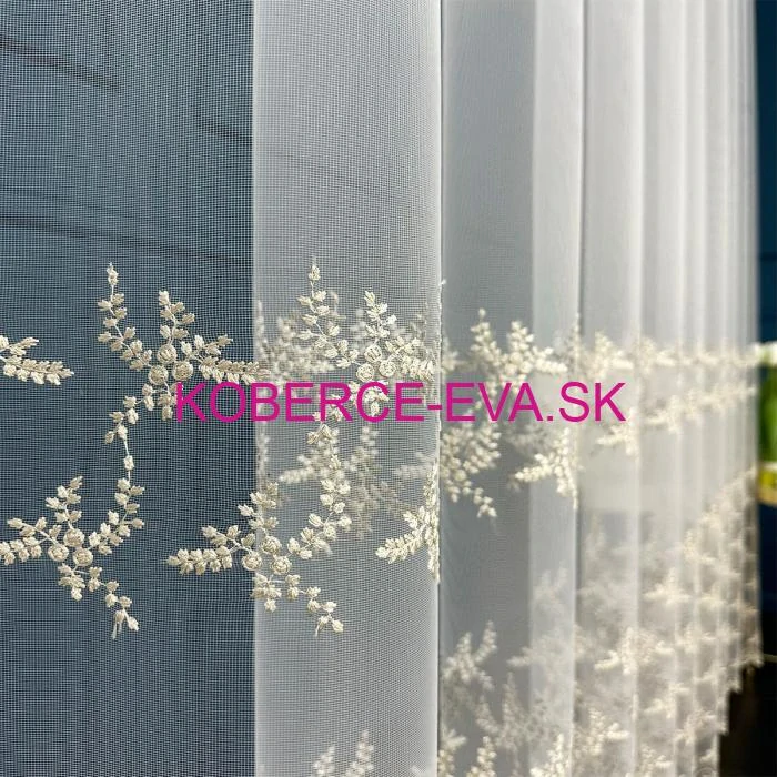 Záclona 123498 biela so zlatou výšivkou výška 280cm 