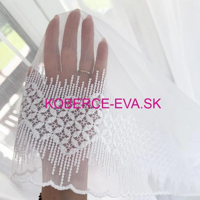 Záclona 122035 biela s výšivkou výška 300cm 