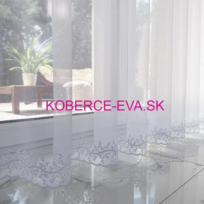Záclona 122026 biela s výšivkou výška 300cm 