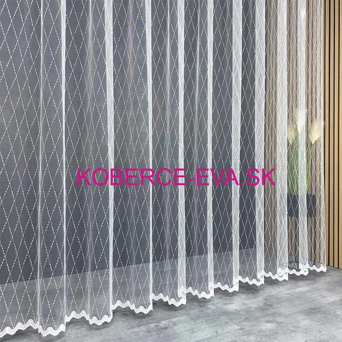 Záclona 9691 biela s výšivkou výška 160cm 