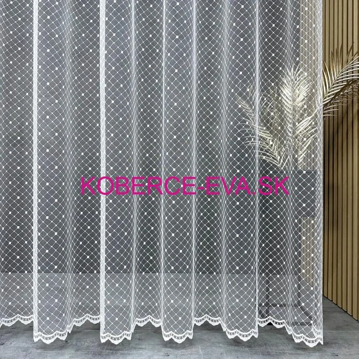 Záclona 9695-a biela s výšivkou výška 160cm 