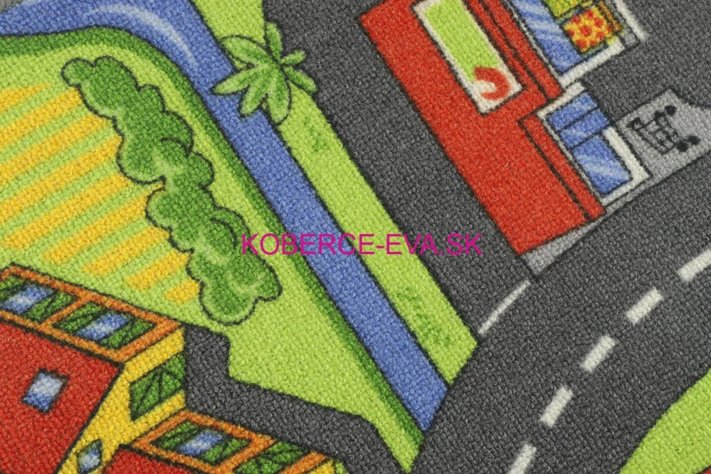 Metrážový detský koberec Road City 97