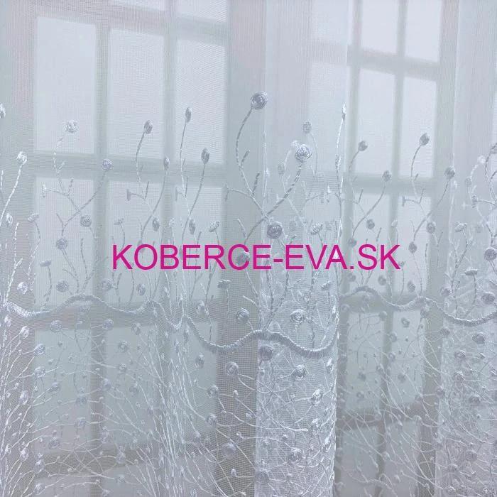 Záclona 9117 biela s výšivkou výška 160cm 