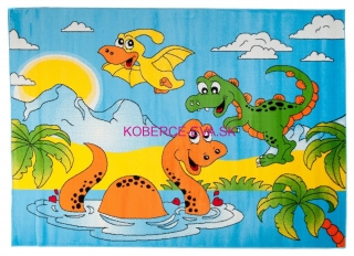 Detský koberec Happy Dinosaury modrý