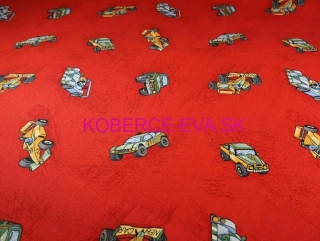 Metrážový detský koberec Racer červený