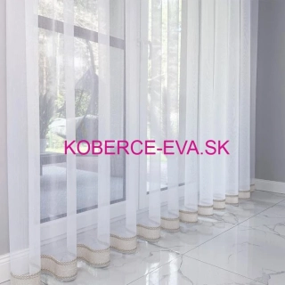 Záclona 122245 biela so zlatou výšivkou výška 300cm