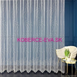 Záclona 25110 biela so zlatou výšivkou výška 280cm