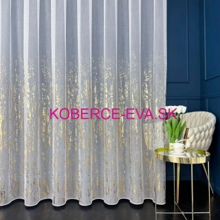 Záclona 89503 biela s potlačou výška 300cm