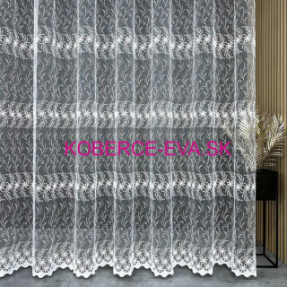 Záclona 39135-a biela s výšivkou výška 180cm