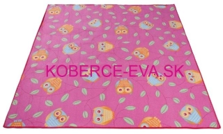 Detský koberec Happy owl - Sovy ružový