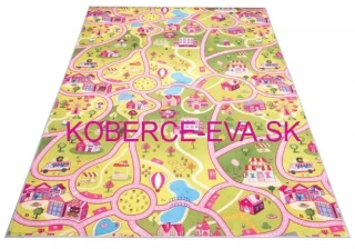 Detský hrací koberec Ružové mestečko
